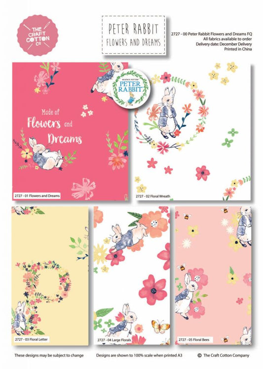 Peter Rabbit Flowers & Dreams Fat Quarters 5pc